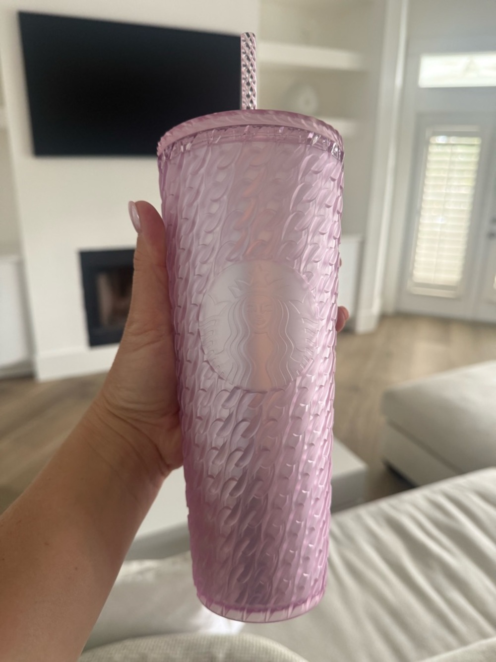 Starbucks Lavender Pink Textured Tumbler with Straw